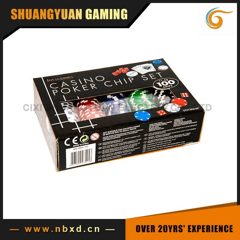 SY-S06 100pcs Poker Chip Set With Plastic Case and Color Box