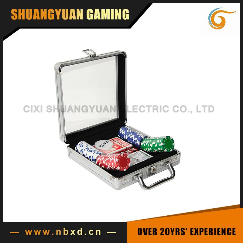 SY-S10 100pcs Poker Chip Set With Transparent Cover Aluminum Case