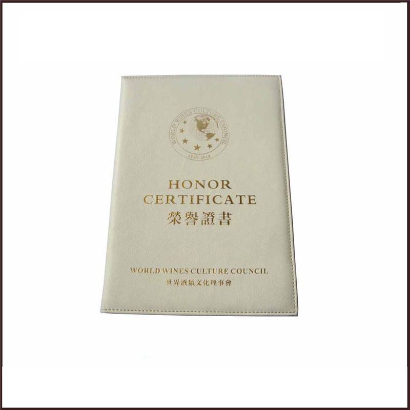 Cheap Price Pu Leather Certificate Cover White Color