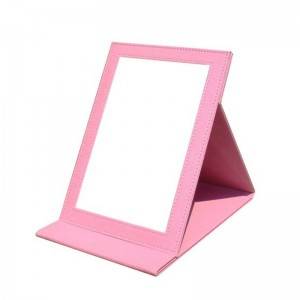 Fashion PU Leather Cosmetic Mirror Portable Folding Desktop