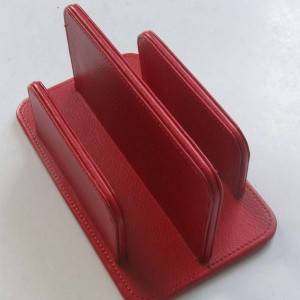 Two Section Classic Office Pu Leather Letter Holder