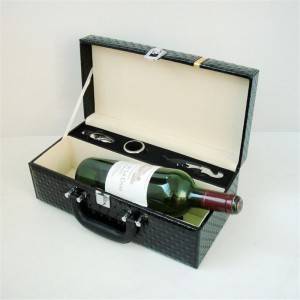 Single Leather Wine Box With Service Set
