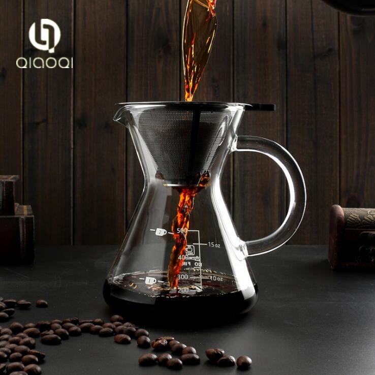 High quality handmade personalized glass coffee pot with filter