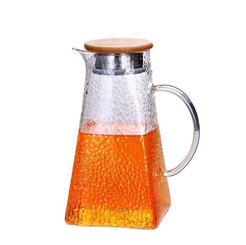 Hot sales new style cold drinking water glass pot heat-resistant glass transparent SS cover tea pot
