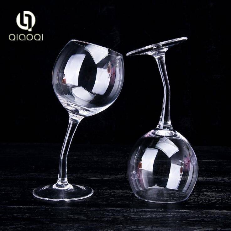 new design glassware shape 385ml wry-necked stem wine glass