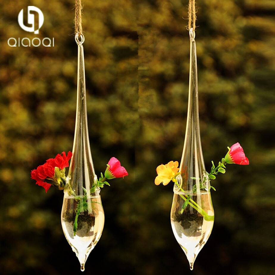 Teardrop crystal glass flower vase glass terrarium Hydroponics hanging Vase