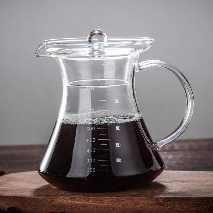 Glass handle long spout pour over pyrex drip glass coffee pot