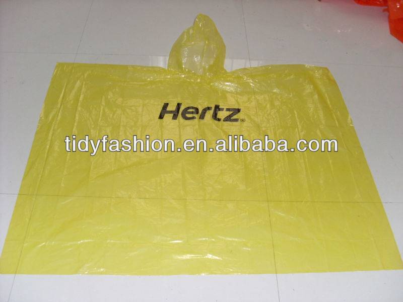 Disposable Rain Poncho With Logo For Adult And Kids