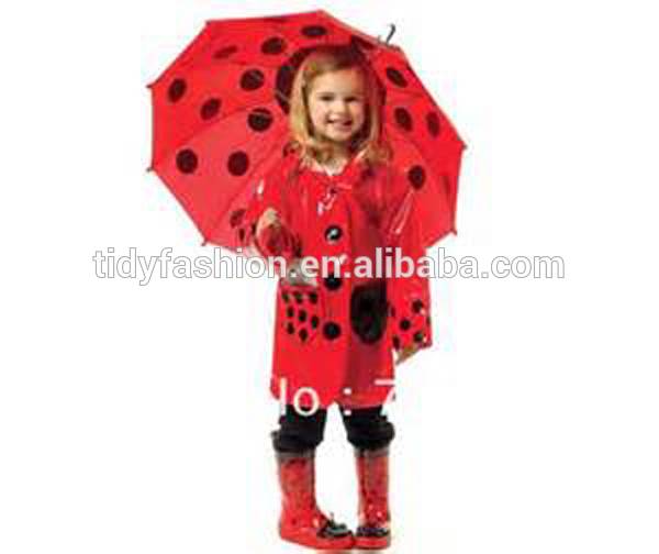 Cartoon Fashion Children Custom Printed Bugzz Ladybird Rain Poncho