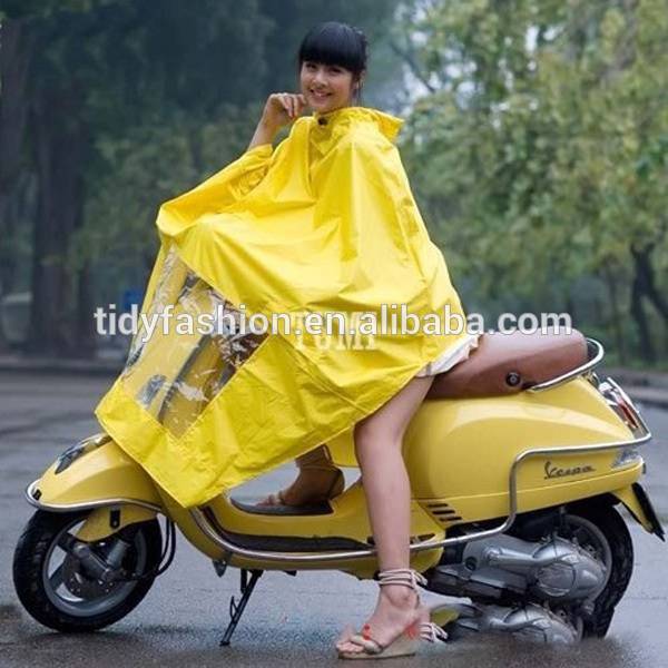 Yellow Printed Waterproof PVC Rain Poncho For Motorcycle