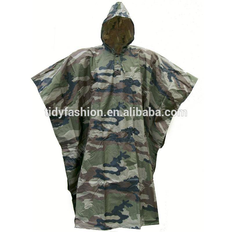 Camouflage Poncho Black Military Raincoat