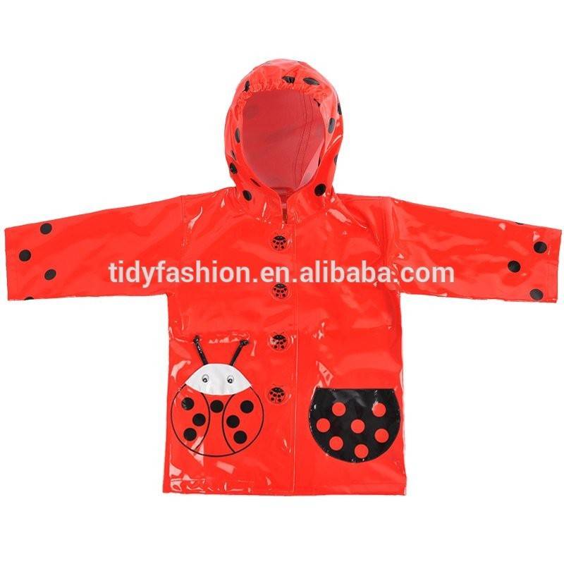 Plastic Waterproof PU Raincoat Rain Jacket For Child