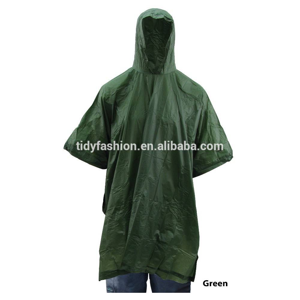 Hooded PVC Waterproof Rain Poncho For Men
