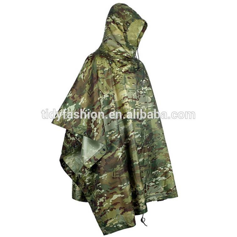 Custom Printed PVC Rain Ponchos Military Raincoat
