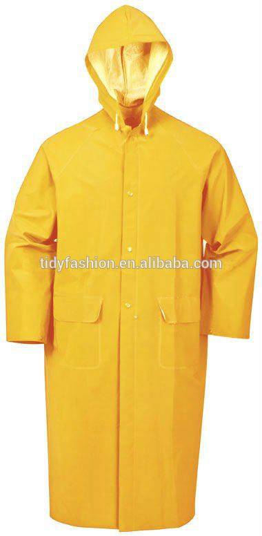 Heavy Duty PVC/Polyester Police Raincoat With Hood