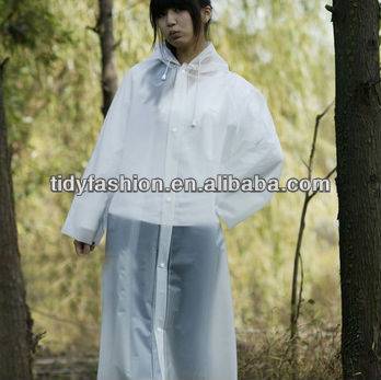 Long clear plastic EVA raincoat for Men and Women