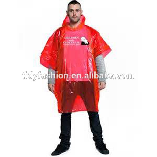 Mens Waterproof PE Custom Printed Disposable Rain Gear