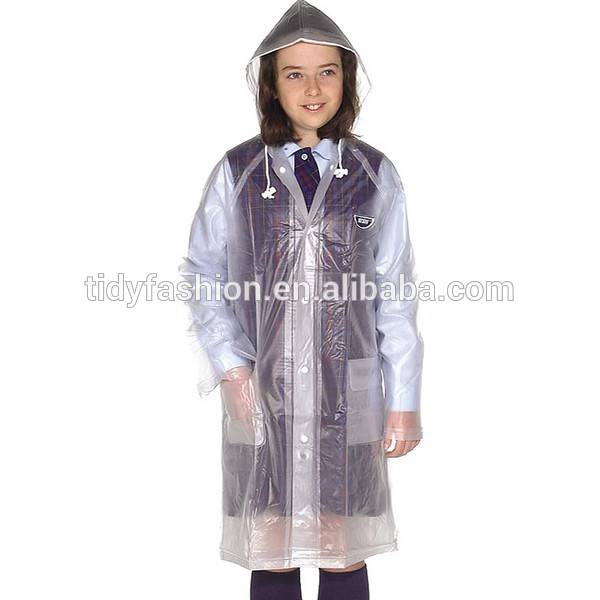 Fashion Design Teenage Raincoat Transparent PVC Long Raincoat