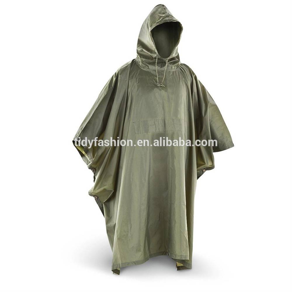 Military Green Waterproof Woodland Poncho Raincoat