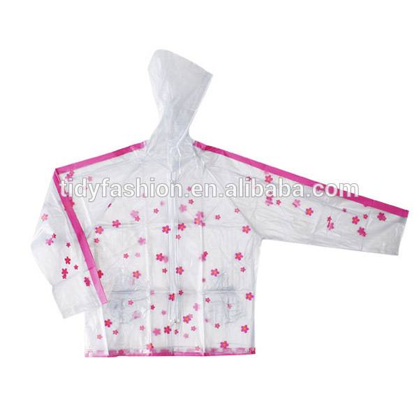 Cartoon Waterproof Hooded PVC Children Clear Raincoat