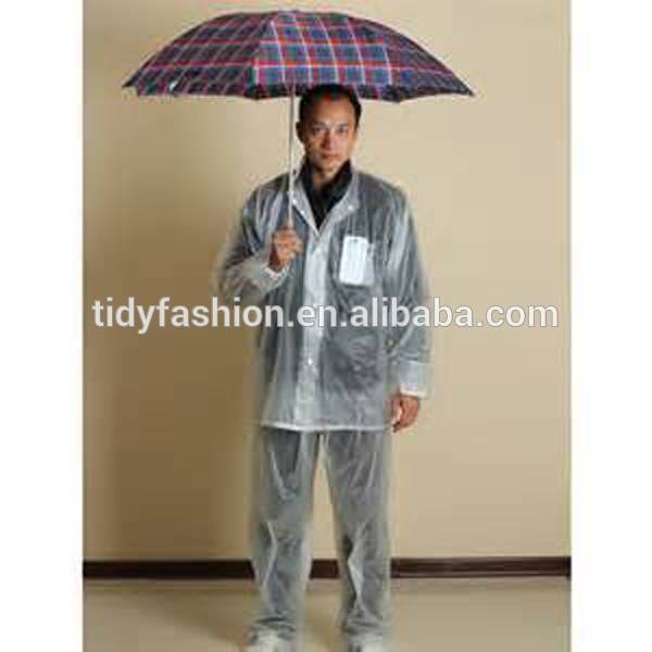Mens Waterproof Hooded Plastic Clear PVC Rain Suit