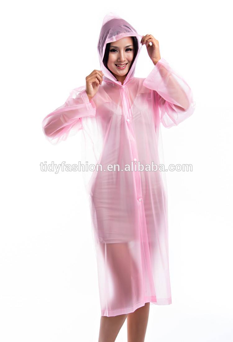 Transparent ladies pink rain coat fabric