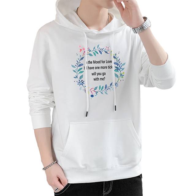 pullover cotton hoodie with drawing