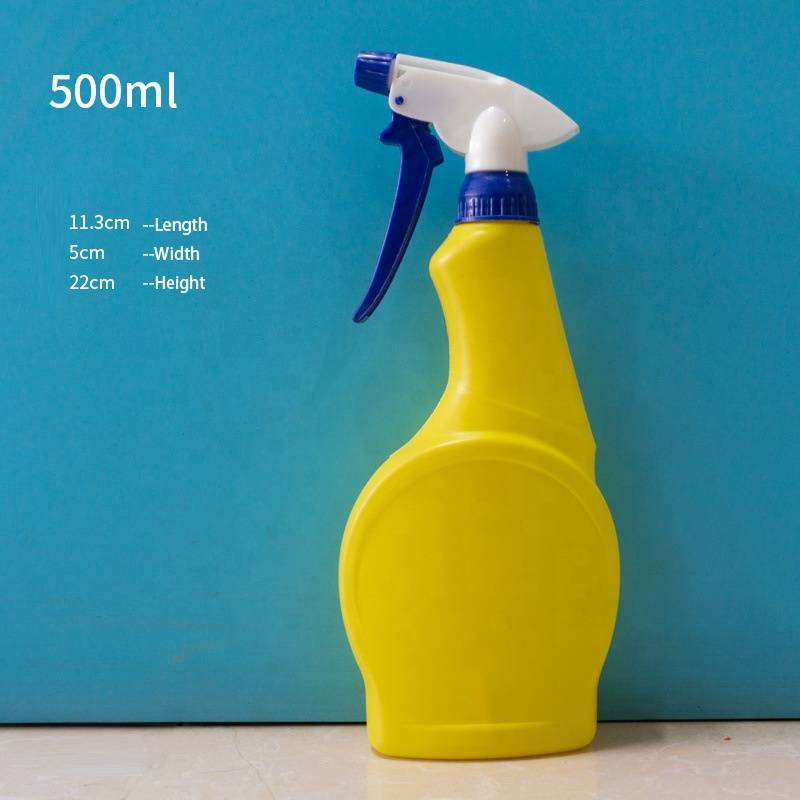 Yellow Bathroom Plastic Cleaners Spray Bottle With Trigger Sprayer