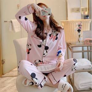 China 100% cotton womens long-sleeved pajamas  pijamas summer short-sleeve pyjamas ladies pajamas women
