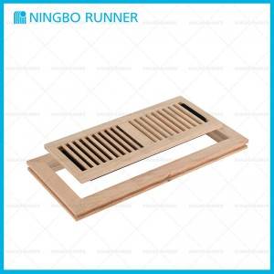 Wood Register Flushmount Floor Register with Steel Adjustable Damper