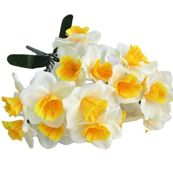 Artificial Daffodil Flowers  Faux Yellow Daffodils Flowers Faux Decor Bouquets for Home Office Store Party Decor