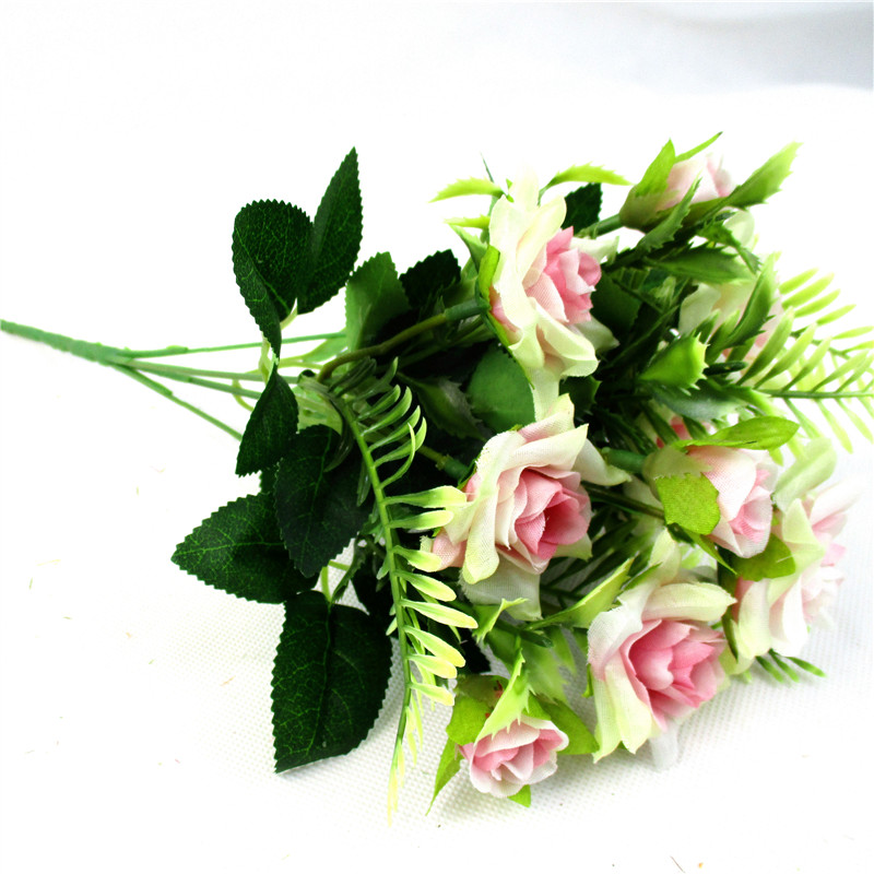 Artificial Rose Bouquets with Ceramics Vase Fake Silk Rose Flowers Decoration for Table Home Office Wedding