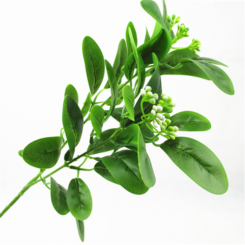 Artificial Greenery Stems Eucalyptus Leaf Spray in Green Silk Plastic Plants Floral Greenery Stems for Home Party Wedding Decoration Featured Image