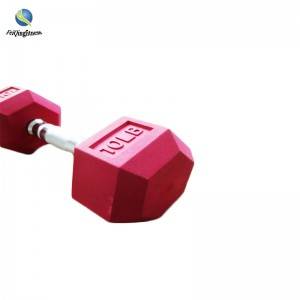 Hex rubber coated dumbbell