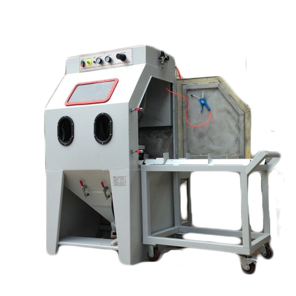 Holdwin Turntable Sand blasting Cabinet Dry Sandblaster Machine with Trolley Cart Mold Sandblasting Equipment