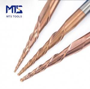 55 HRC 2 Flutes Tapered Ball Nose End Mill