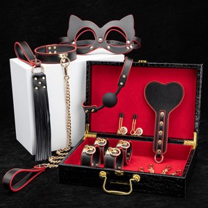  BDSM Bed Bondage Kits Genuine leather Restraint Set Handcuffs Collar Gag Erotic Sex Toys For Women Couples Adult Games