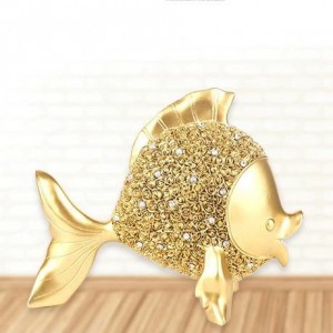 Kissing double goldfish resin or brass copper metal ornaments handicraft living room bedroom atmosphere contracted gold and silver fish decorations