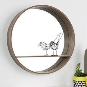 Decorative Wall Mounted round Moon mirror with shelf for home wall hanging