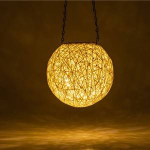New style Solar-powered rattan balls decorate night lights for outdoor hanging