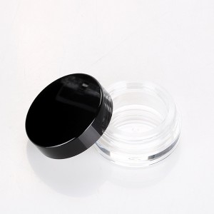 10g clear custom loose powder pot cosmetic glitter cylinder eyeshadow container with black cap