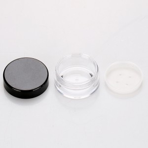 10g empty loose powder clear black cap wholesale cosmetic nail uv gel plastic jar with sifter