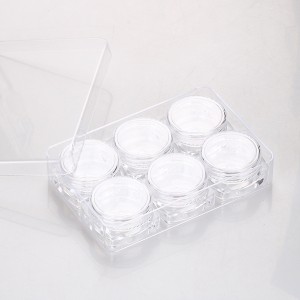 5g*6pcs cosmetic great value empty plastic small eye shadow cosmetic glitter clear loose powder container