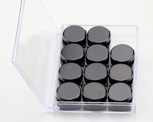 12pcs Powder Container Eye Shadow Jars Black Nail Gel Bottle Set