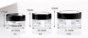 3g 5g 10g Square PS Material Nail Products Bottle Loose Powder Jar with Round Cap