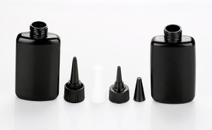 100ml cheap nail glue plastic containers unique shaped black color uv gel polish bottles
