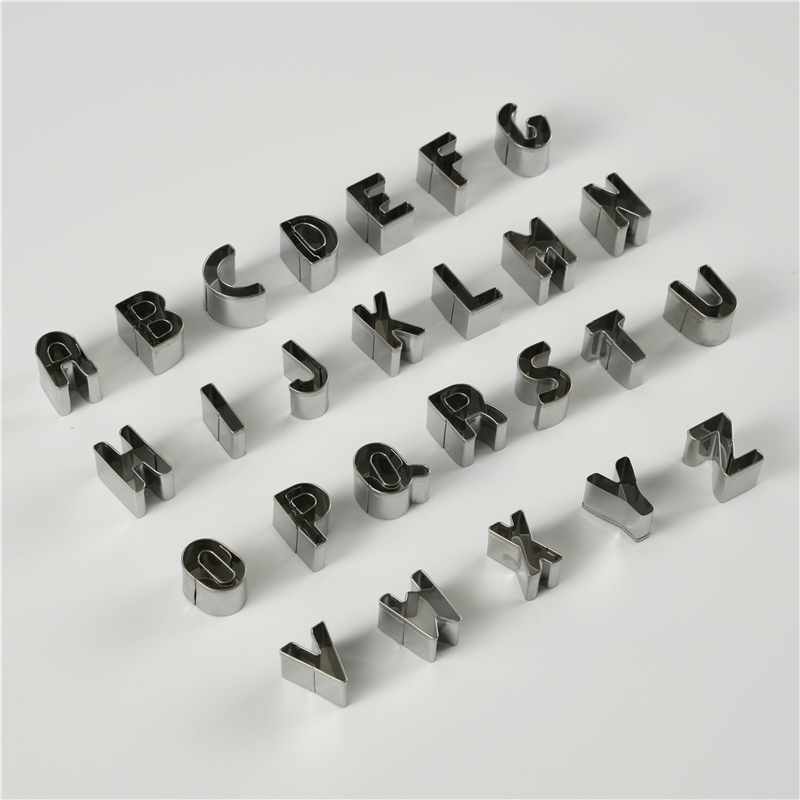 26 PCS Alphabet Cookie Cutters for Kids, Fondant, Sandwich, Cake, Vegetable Cutters DIY Cookie Biscuit Cutter Set Decorating Tool Stainless Steel Letter Baking Molds Featured Image