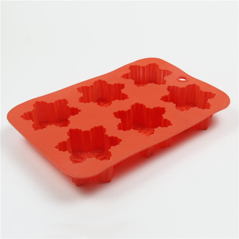 Silicone Snowflake Molds,  Cake Pans Cookie Trays Handmade Soap Making Moulds, Also for Chocolate Pudding Jelly Muffin Cups Kitchen Baking Decoration, 6-Cavity Featured Image