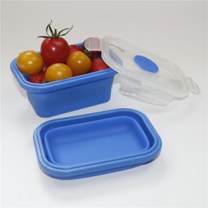 Collapsible Silicone Food Storage Container, Leftover Meal box For Kitchen, Bento Lunch Boxes, BPA Free, Microwave, Dishwasher and Freezer Safe. Foldable Thin Bin Design Saves Your Space.