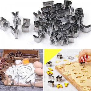 26 PCS Alphabet Cookie Cutters for Kids, Fondant, Sandwich, Cake, Vegetable Cutters DIY Cookie Biscuit Cutter Set Decorating Tool Stainless Steel Letter Baking Molds